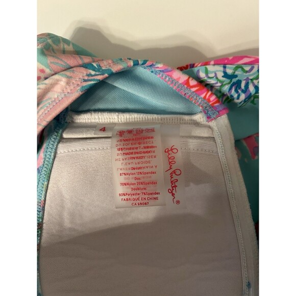 Lilly Pulitzer Eddee Halter Bandeau Bikini Top Aqua Print Size 4 - Picture 5 of 8
